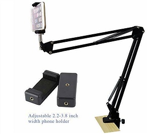 Adjustable Webcam Phone Arm Clamp Overhead Mount Suspension Tripod Stand Holder